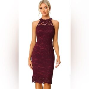 Allegra Elegant Burgundy Lace  Dress